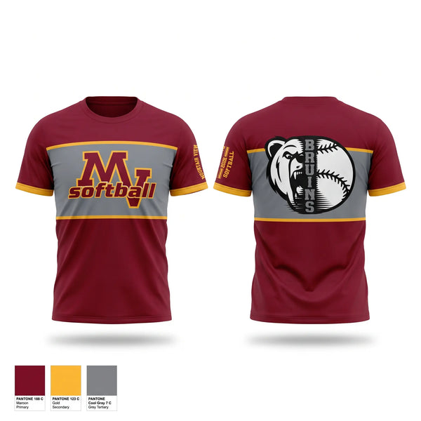 Short Sleeve Performance Shirt, Mountain View Bruins, Softball, Teamtime, Team time, sublimation, custom sports apparel, team uniforms, spirit wear, spiritwear, sports uniforms, custom shirts, team store, custom team store, fundraiser sports, apparel fundraiser