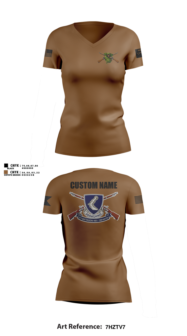 Womens Short Sleeve Vneck Shirt, 3/485th IN BN VIPERS, Army, Teamtime, Team time, sublimation, custom sports apparel, team uniforms, spirit wear, spiritwear, sports uniforms, custom shirts, team store, custom team store, fundraiser sports, apparel fundraiser