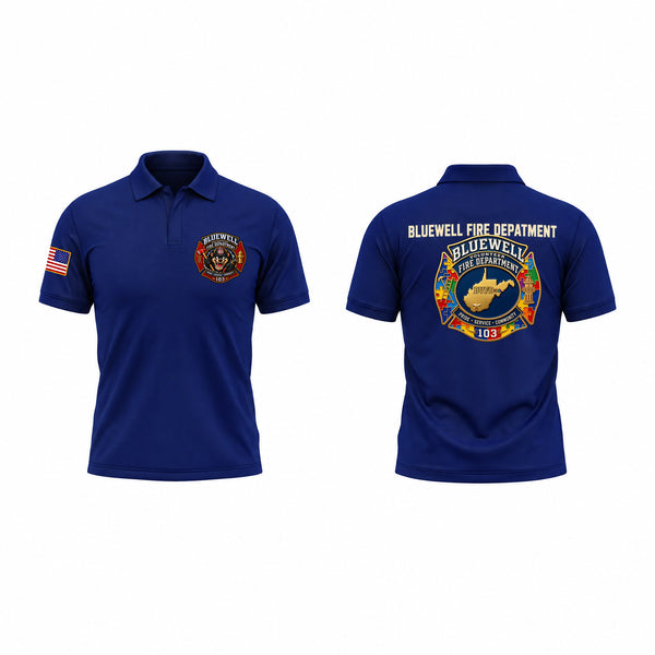 Short Sleeve Performance Polo, Bluewell Volunteer Fire Department, Fire Department, Teamtime, Team time, sublimation, custom sports apparel, team uniforms, spirit wear, spiritwear, sports uniforms, custom shirts, team store, custom team store, fundraiser sports, apparel fundraiser