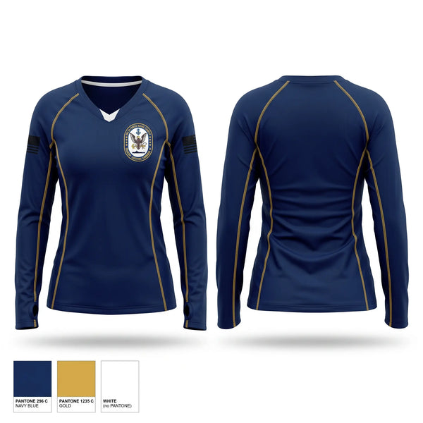 Womens Long Sleeve Vneck Shirt, DELTA FORCE MARINE CADETS, Marines, Teamtime, Team time, sublimation, custom sports apparel, team uniforms, spirit wear, spiritwear, sports uniforms, custom shirts, team store, custom team store, fundraiser sports, apparel fundraiser