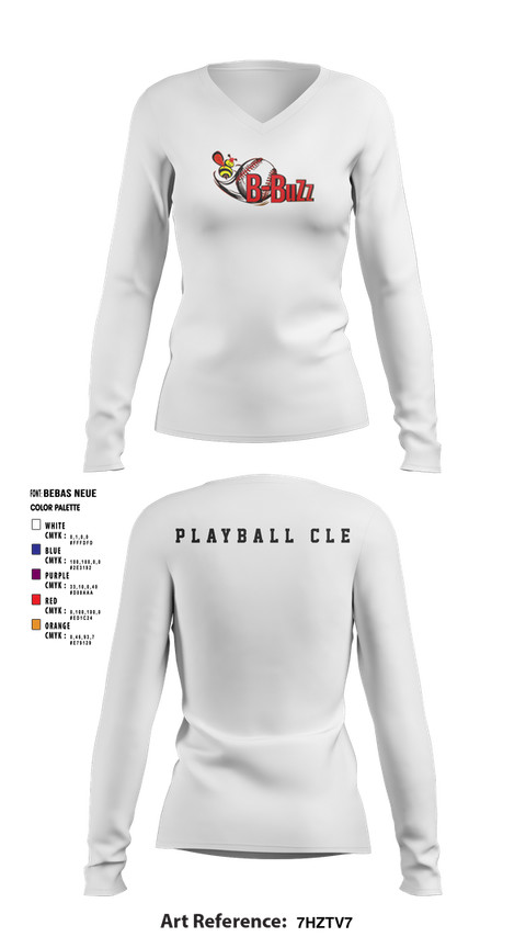 Womens Long Sleeve Vneck Shirt, B Buzz Baseball League, Baseball, Teamtime, Team time, sublimation, custom sports apparel, team uniforms, spirit wear, spiritwear, sports uniforms, custom shirts, team store, custom team store, fundraiser sports, apparel fundraiser