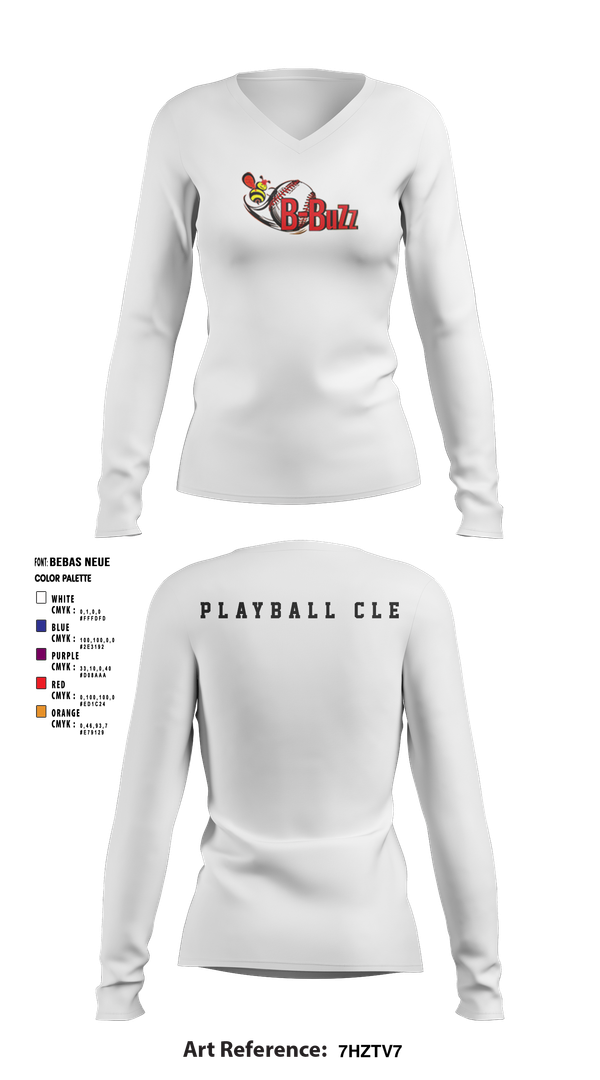 Womens Long Sleeve Vneck Shirt, B Buzz Baseball League, Baseball, Teamtime, Team time, sublimation, custom sports apparel, team uniforms, spirit wear, spiritwear, sports uniforms, custom shirts, team store, custom team store, fundraiser sports, apparel fundraiser
