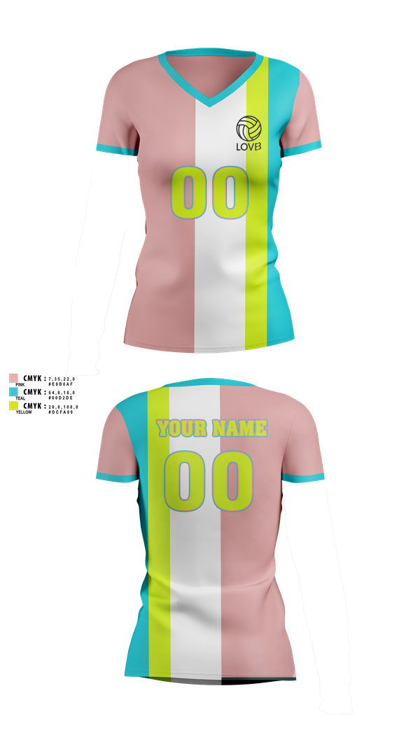 Womens Short Sleeve Vneck Shirt, LOVB, Women's Volleyball, Teamtime, Team time, sublimation, custom sports apparel, team uniforms, spirit wear, spiritwear, sports uniforms, custom shirts, team store, custom team store, fundraiser sports, apparel fundraiser