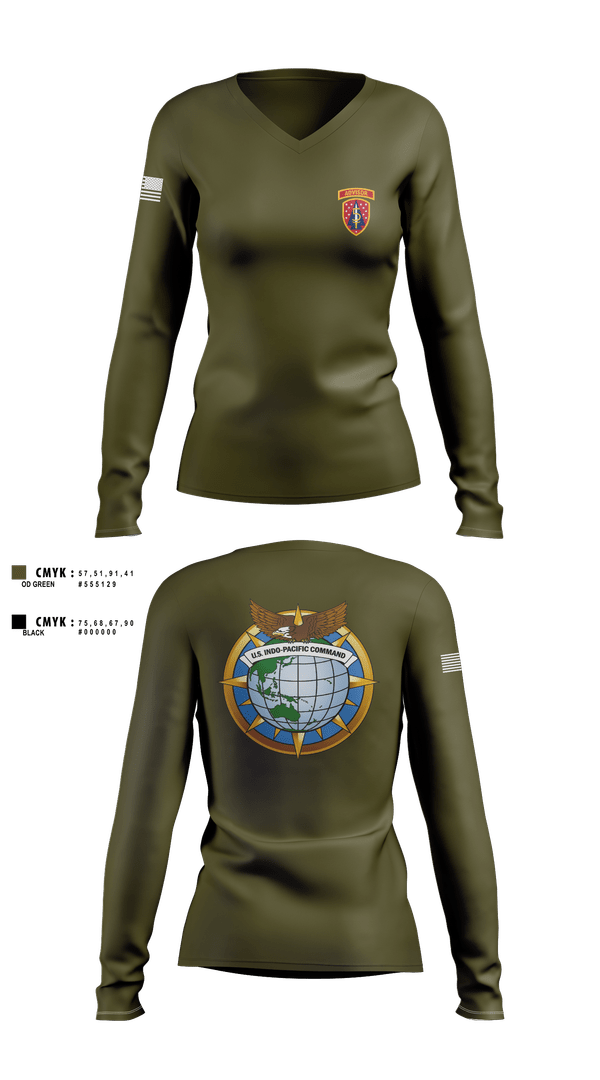 Womens Long Sleeve Vneck Shirt, 5th SFAB, , Teamtime, Team time, sublimation, custom sports apparel, team uniforms, spirit wear, spiritwear, sports uniforms, custom shirts, team store, custom team store, fundraiser sports, apparel fundraiser