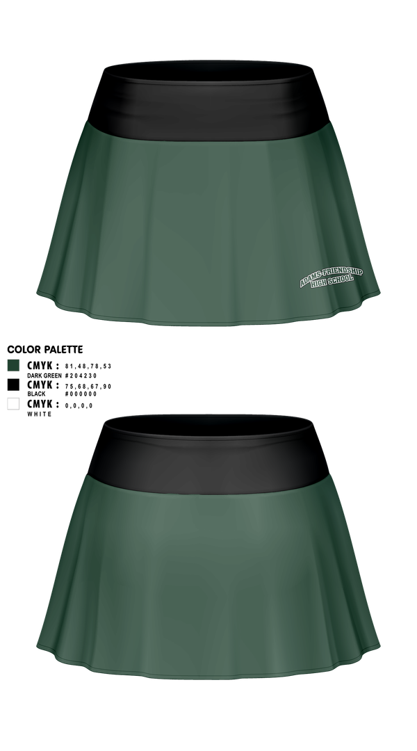 Skort, Adams-Friendship High School, Cheer, Teamtime, Team time, sublimation, custom sports apparel, team uniforms, spirit wear, spiritwear, sports uniforms, custom shirts, team store, custom team store, fundraiser sports, apparel fundraiser