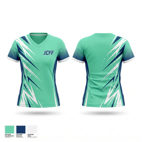Womens Short Sleeve Vneck Shirt, JCFF, Spirit Store, Teamtime, Team time, sublimation, custom sports apparel, team uniforms, spirit wear, spiritwear, sports uniforms, custom shirts, team store, custom team store, fundraiser sports, apparel fundraiser