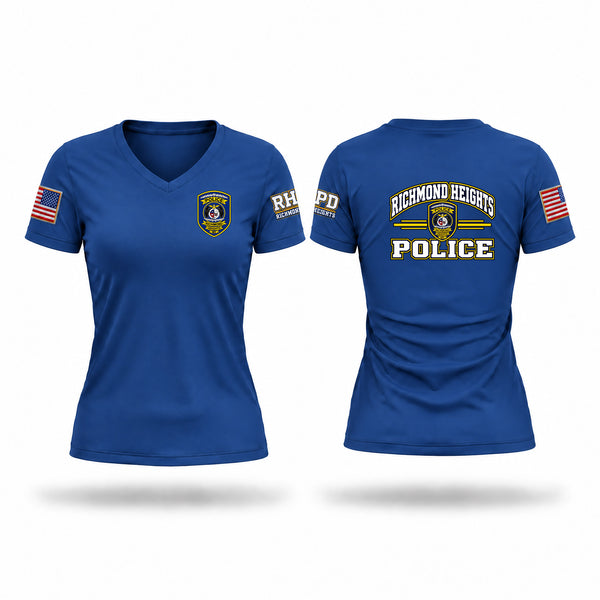 Womens Short Sleeve Vneck Shirt, Richmond Heights Police Department, Police, Teamtime, Team time, sublimation, custom sports apparel, team uniforms, spirit wear, spiritwear, sports uniforms, custom shirts, team store, custom team store, fundraiser sports, apparel fundraiser