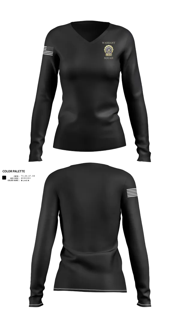 Womens Long Sleeve Vneck Shirt, NCSD Warrant Squad, , Teamtime, Team time, sublimation, custom sports apparel, team uniforms, spirit wear, spiritwear, sports uniforms, custom shirts, team store, custom team store, fundraiser sports, apparel fundraiser