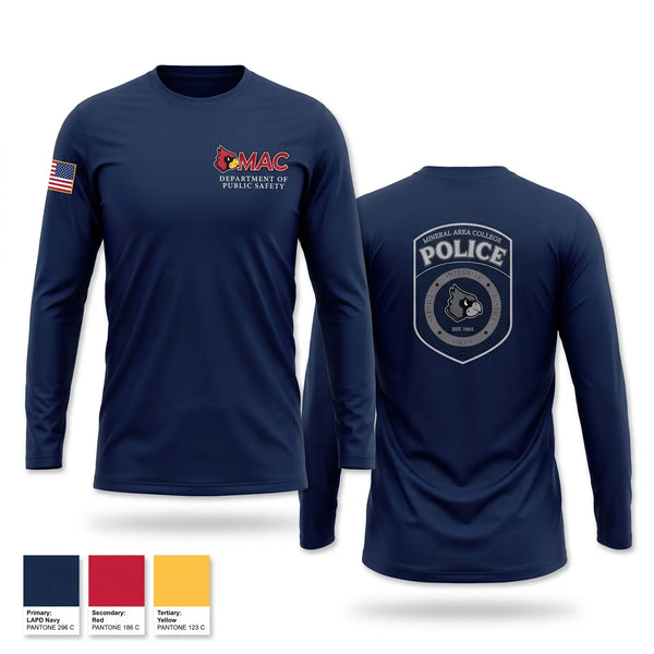 Long Sleeve Performance Shirt, Mineral Area College Police, Police, Teamtime, Team time, sublimation, custom sports apparel, team uniforms, spirit wear, spiritwear, sports uniforms, custom shirts, team store, custom team store, fundraiser sports, apparel fundraiser