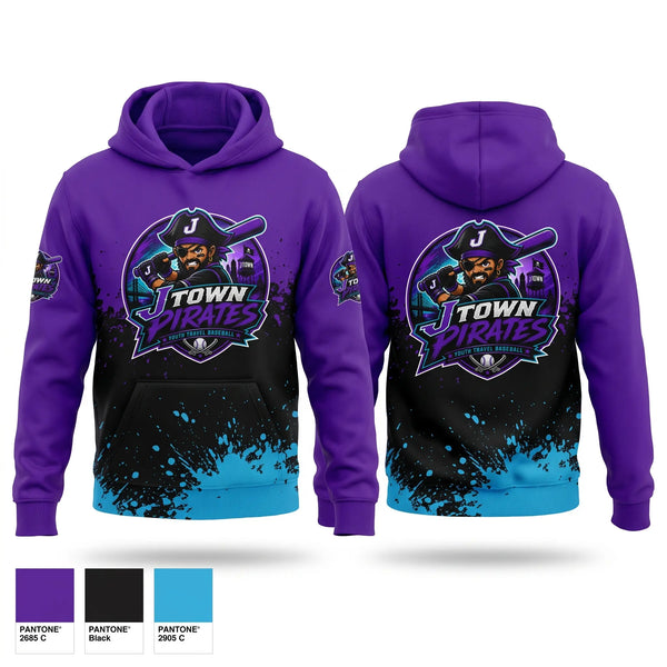 Hoodie, J-Town Pirates, Baseball, Teamtime, Team time, sublimation, custom sports apparel, team uniforms, spirit wear, spiritwear, sports uniforms, custom shirts, team store, custom team store, fundraiser sports, apparel fundraiser