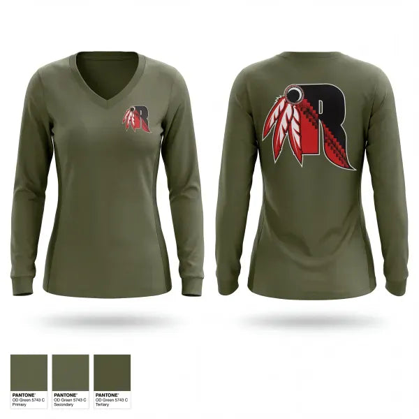 Womens Long Sleeve Vneck Shirt, Rahway Indians, Wrestling, Teamtime, Team time, sublimation, custom sports apparel, team uniforms, spirit wear, spiritwear, sports uniforms, custom shirts, team store, custom team store, fundraiser sports, apparel fundraiser