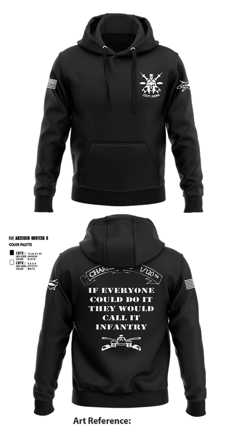 Hoodie, Charlie Co, Army, Teamtime, Team time, sublimation, custom sports apparel, team uniforms, spirit wear, spiritwear, sports uniforms, custom shirts, team store, custom team store, fundraiser sports, apparel fundraiser