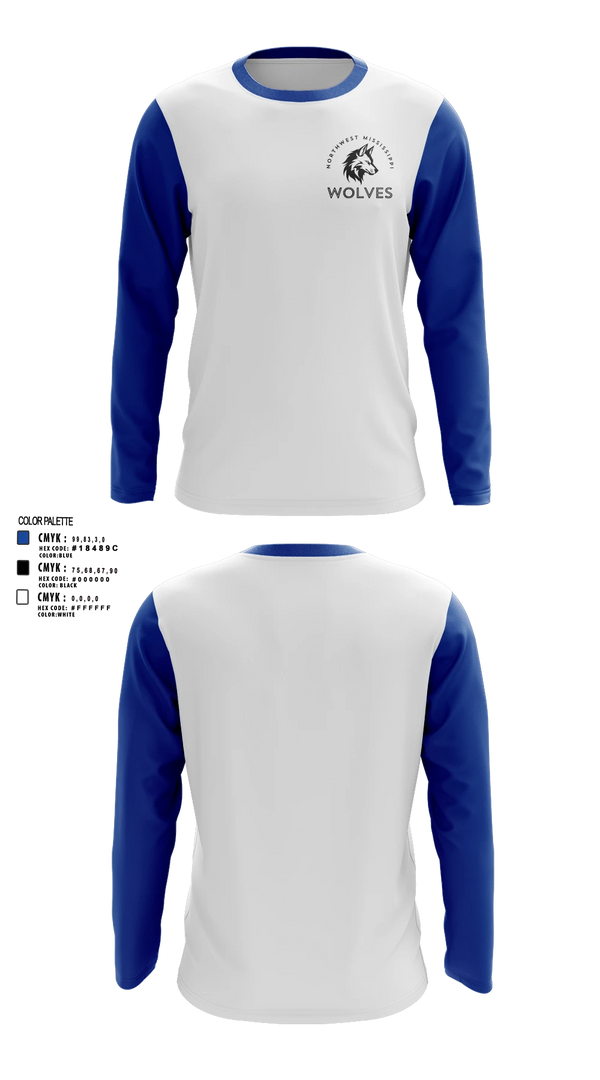 Long Sleeve Performance Shirt, Northwest Mississippi Wolves, Men's Basketball, Teamtime, Team time, sublimation, custom sports apparel, team uniforms, spirit wear, spiritwear, sports uniforms, custom shirts, team store, custom team store, fundraiser sports, apparel fundraiser