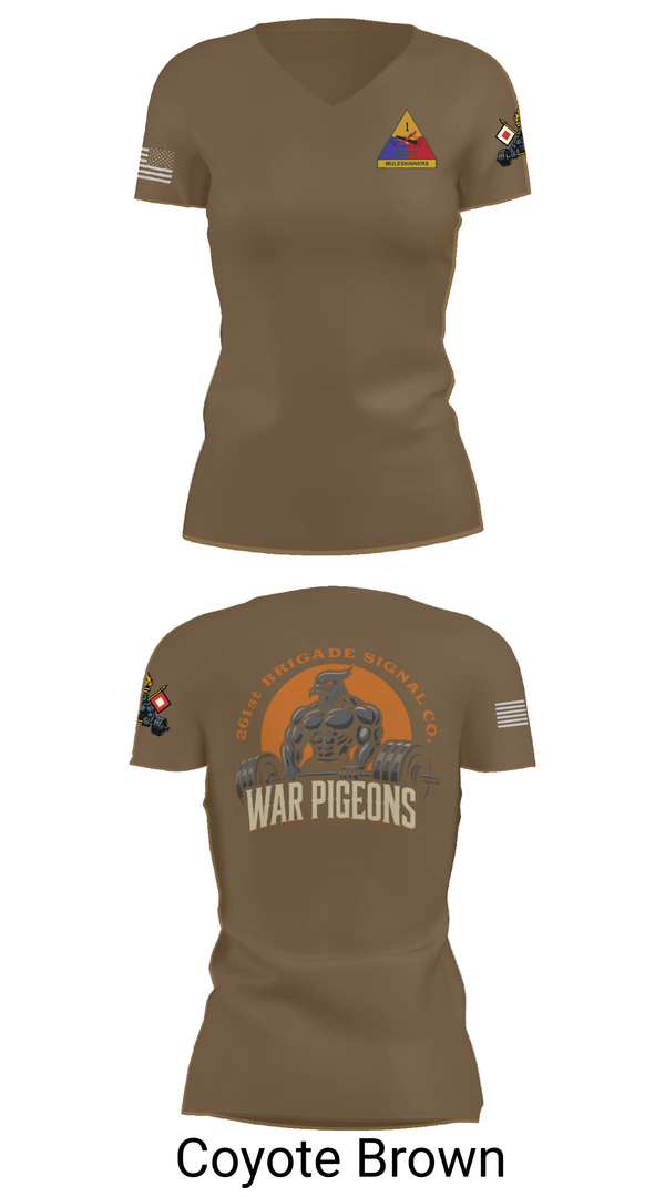 Womens Short Sleeve Vneck Shirt, 261st War Pigeons, Army, Teamtime, Team time, sublimation, custom sports apparel, team uniforms, spirit wear, spiritwear, sports uniforms, custom shirts, team store, custom team store, fundraiser sports, apparel fundraiser