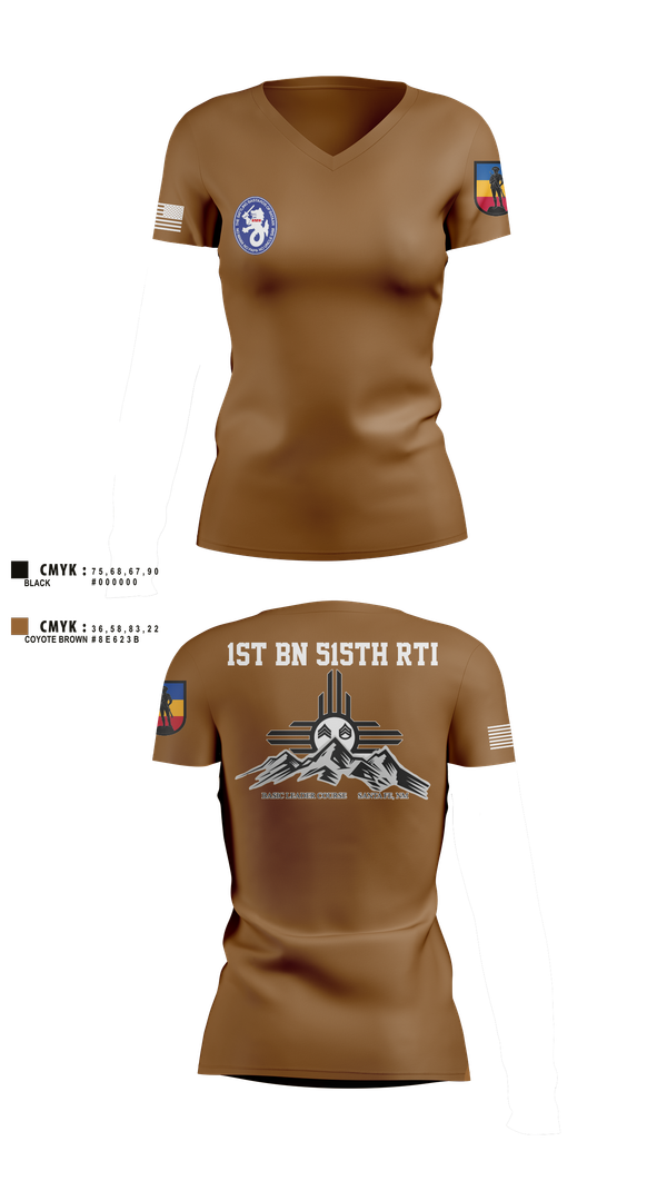 Womens Short Sleeve Vneck Shirt, 1st BN 515th RTI, Army, Teamtime, Team time, sublimation, custom sports apparel, team uniforms, spirit wear, spiritwear, sports uniforms, custom shirts, team store, custom team store, fundraiser sports, apparel fundraiser