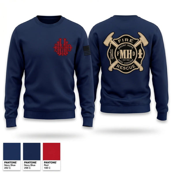 Crew Neck Sweatshirt, Mount Hope Fire Department, Fire Department, Teamtime, Team time, sublimation, custom sports apparel, team uniforms, spirit wear, spiritwear, sports uniforms, custom shirts, team store, custom team store, fundraiser sports, apparel fundraiser