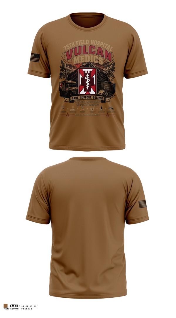Old School Cotton Feel Shirt, 75th Field Hospital, Army, Teamtime, Team time, sublimation, custom sports apparel, team uniforms, spirit wear, spiritwear, sports uniforms, custom shirts, team store, custom team store, fundraiser sports, apparel fundraiser