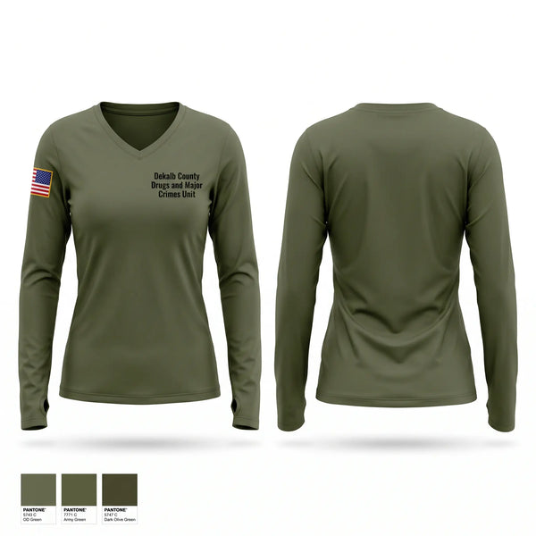 Womens Long Sleeve Vneck Shirt, Dekalb County Drugs and Major Crimes Unit, Police, Teamtime, Team time, sublimation, custom sports apparel, team uniforms, spirit wear, spiritwear, sports uniforms, custom shirts, team store, custom team store, fundraiser sports, apparel fundraiser