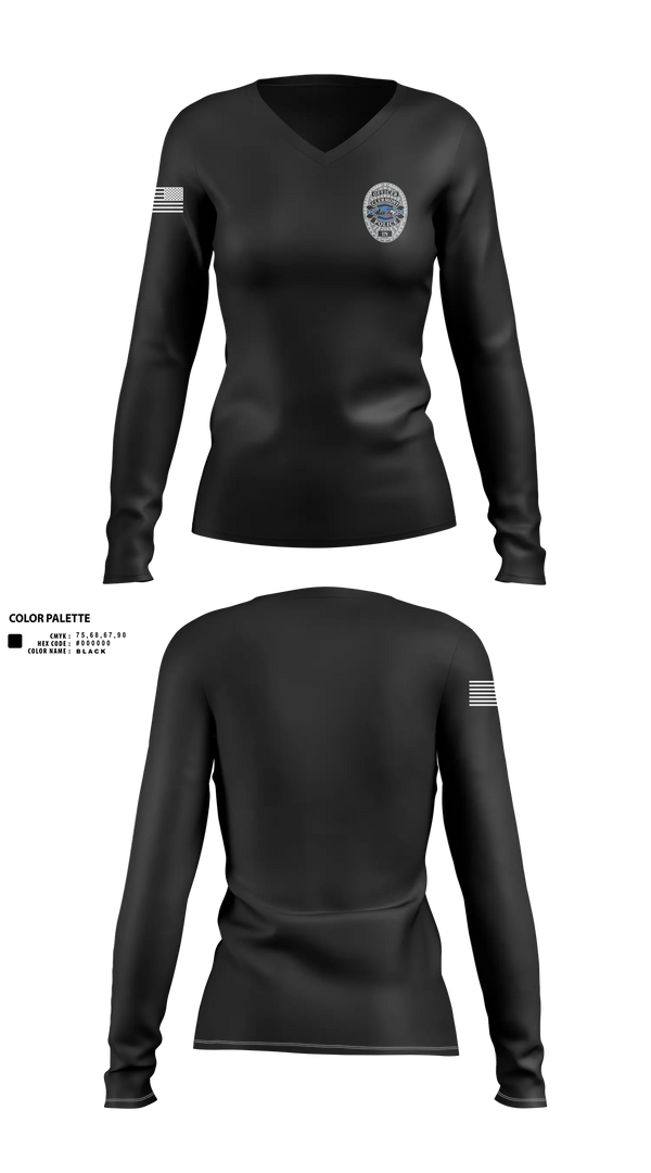 Womens Long Sleeve Vneck Shirt, Clermont PD, Police, Teamtime, Team time, sublimation, custom sports apparel, team uniforms, spirit wear, spiritwear, sports uniforms, custom shirts, team store, custom team store, fundraiser sports, apparel fundraiser