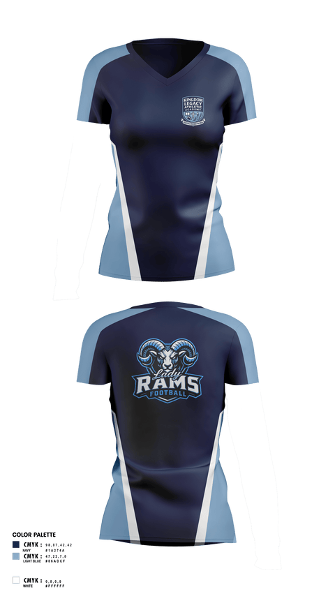 Womens Short Sleeve Vneck Shirt, Kingdom Legacy Athletics Academy, , Teamtime, Team time, sublimation, custom sports apparel, team uniforms, spirit wear, spiritwear, sports uniforms, custom shirts, team store, custom team store, fundraiser sports, apparel fundraiser