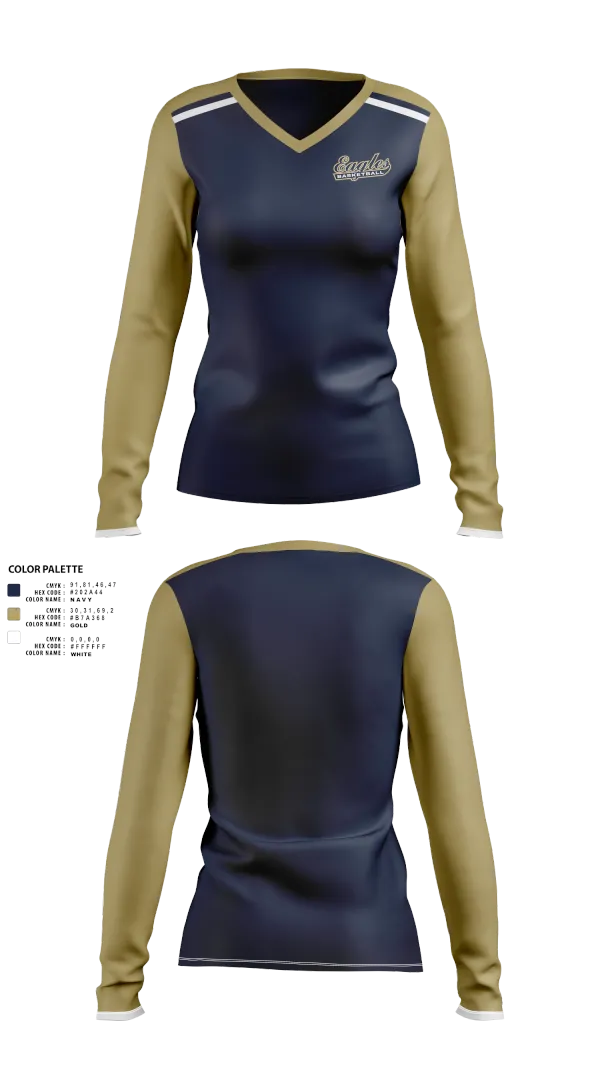 Womens Long Sleeve Vneck Shirt, Jacksonville High School Basketball, Women's Basketball, Teamtime, Team time, sublimation, custom sports apparel, team uniforms, spirit wear, spiritwear, sports uniforms, custom shirts, team store, custom team store, fundraiser sports, apparel fundraiser