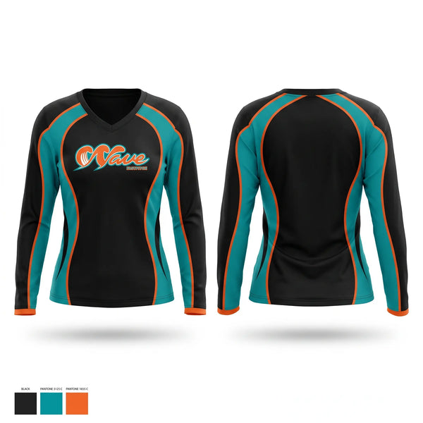 Womens Long Sleeve Vneck Shirt, WAVE, Softball, Teamtime, Team time, sublimation, custom sports apparel, team uniforms, spirit wear, spiritwear, sports uniforms, custom shirts, team store, custom team store, fundraiser sports, apparel fundraiser