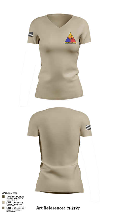 Womens Short Sleeve Vneck Shirt, 49th Armored, , Teamtime, Team time, sublimation, custom sports apparel, team uniforms, spirit wear, spiritwear, sports uniforms, custom shirts, team store, custom team store, fundraiser sports, apparel fundraiser