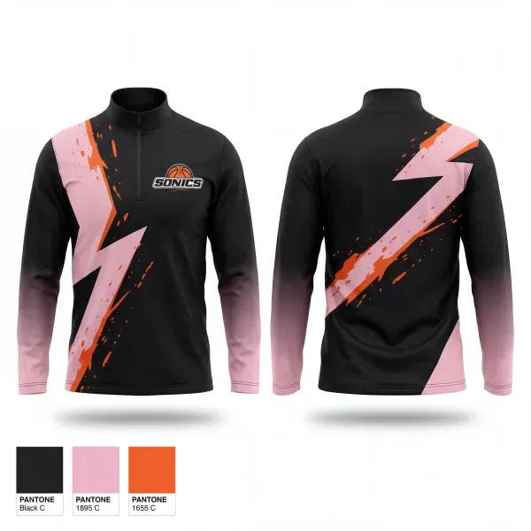 Quarter Zip Jacket, Sonics, Women's Basketball, Teamtime, Team time, sublimation, custom sports apparel, team uniforms, spirit wear, spiritwear, sports uniforms, custom shirts, team store, custom team store, fundraiser sports, apparel fundraiser