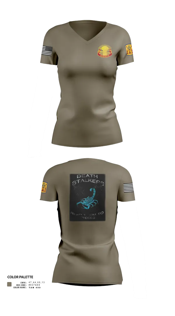 Womens Short Sleeve Vneck Shirt, 5-4 ADA A BTRY 3rd PLT, , Teamtime, Team time, sublimation, custom sports apparel, team uniforms, spirit wear, spiritwear, sports uniforms, custom shirts, team store, custom team store, fundraiser sports, apparel fundraiser