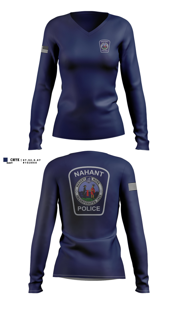 Womens Long Sleeve Vneck Shirt, Nahant Marine Unit, Police, Teamtime, Team time, sublimation, custom sports apparel, team uniforms, spirit wear, spiritwear, sports uniforms, custom shirts, team store, custom team store, fundraiser sports, apparel fundraiser