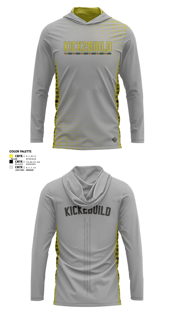 Long Sleeve Performance Shirt with hood, Kick 2 Build Camps, , Teamtime, Team time, sublimation, custom sports apparel, team uniforms, spirit wear, spiritwear, sports uniforms, custom shirts, team store, custom team store, fundraiser sports, apparel fundraiser