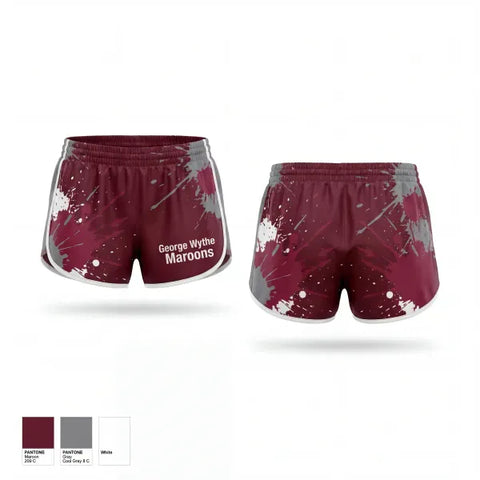 Womens Shorts, George Wythe Maroons, Men's Basketball, Teamtime, Team time, sublimation, custom sports apparel, team uniforms, spirit wear, spiritwear, sports uniforms, custom shirts, team store, custom team store, fundraiser sports, apparel fundraiser