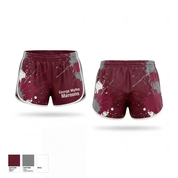 Womens Shorts, George Wythe Maroons, Men's Basketball, Teamtime, Team time, sublimation, custom sports apparel, team uniforms, spirit wear, spiritwear, sports uniforms, custom shirts, team store, custom team store, fundraiser sports, apparel fundraiser