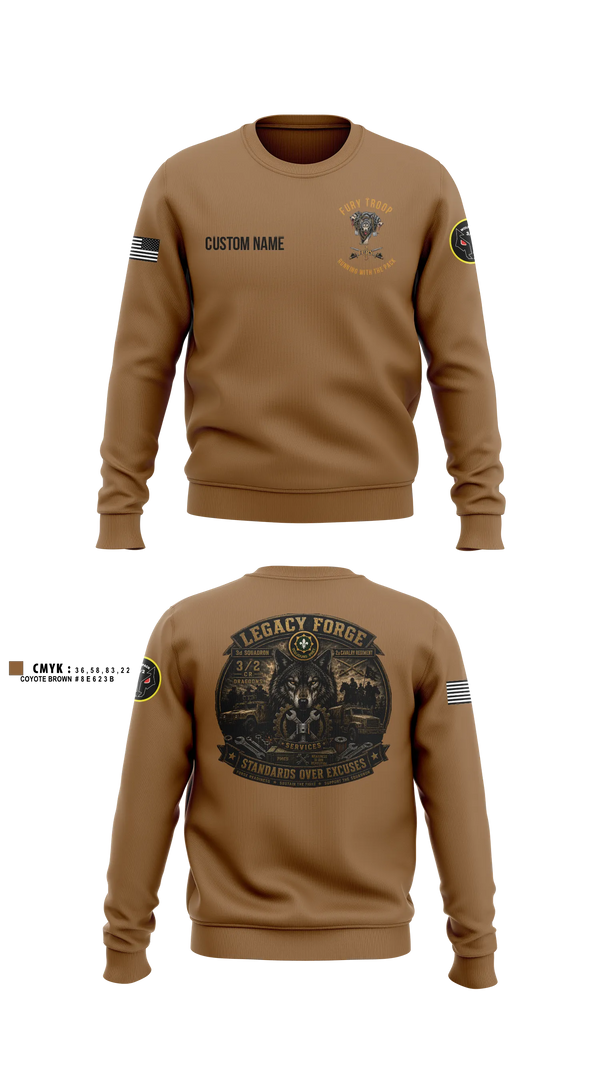 Crew Neck Sweatshirt, Legacy 3/2 Fury Troop, Army, Teamtime, Team time, sublimation, custom sports apparel, team uniforms, spirit wear, spiritwear, sports uniforms, custom shirts, team store, custom team store, fundraiser sports, apparel fundraiser