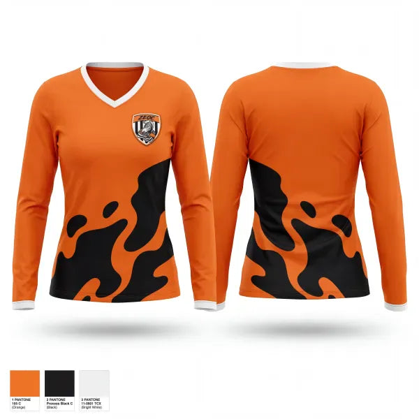 Womens Long Sleeve Vneck Shirt, Zebra Elite Officiating, Ice Hockey, Teamtime, Team time, sublimation, custom sports apparel, team uniforms, spirit wear, spiritwear, sports uniforms, custom shirts, team store, custom team store, fundraiser sports, apparel fundraiser