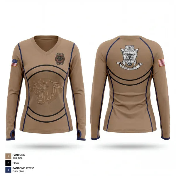 Womens Long Sleeve Vneck Shirt, DET 890 JMU, Air Force, Teamtime, Team time, sublimation, custom sports apparel, team uniforms, spirit wear, spiritwear, sports uniforms, custom shirts, team store, custom team store, fundraiser sports, apparel fundraiser