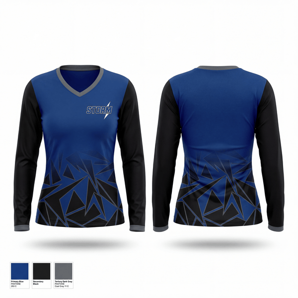 Womens Long Sleeve Vneck Shirt, West Georgia Storm, Softball, Teamtime, Team time, sublimation, custom sports apparel, team uniforms, spirit wear, spiritwear, sports uniforms, custom shirts, team store, custom team store, fundraiser sports, apparel fundraiser