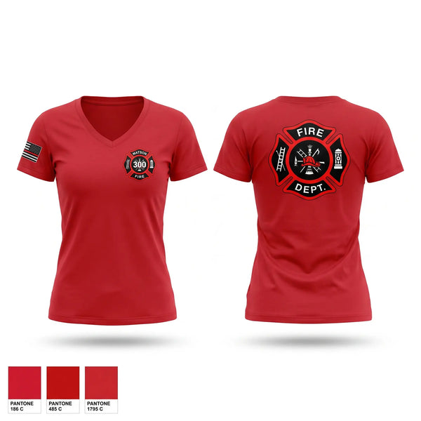 Womens Short Sleeve Vneck Shirt, WATSON, Fire Department, Teamtime, Team time, sublimation, custom sports apparel, team uniforms, spirit wear, spiritwear, sports uniforms, custom shirts, team store, custom team store, fundraiser sports, apparel fundraiser
