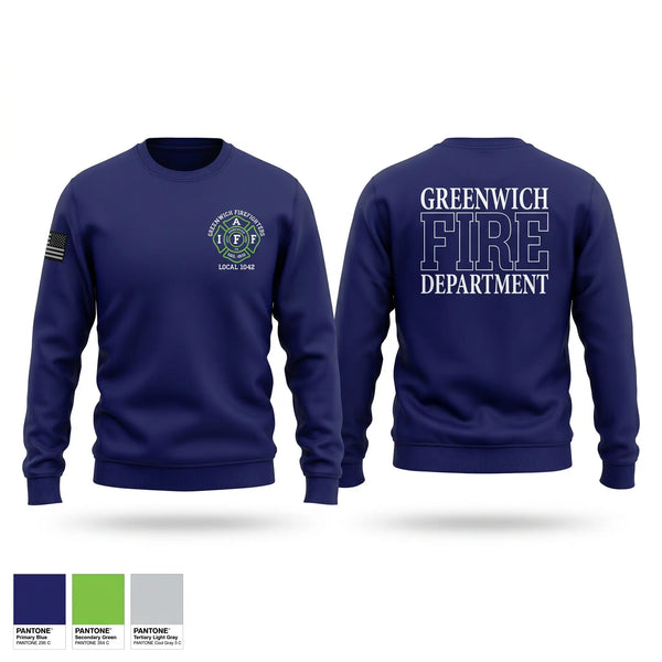Crew Neck Sweatshirt, Greenwich Fire Local 1042, Fire Department, Teamtime, Team time, sublimation, custom sports apparel, team uniforms, spirit wear, spiritwear, sports uniforms, custom shirts, team store, custom team store, fundraiser sports, apparel fundraiser