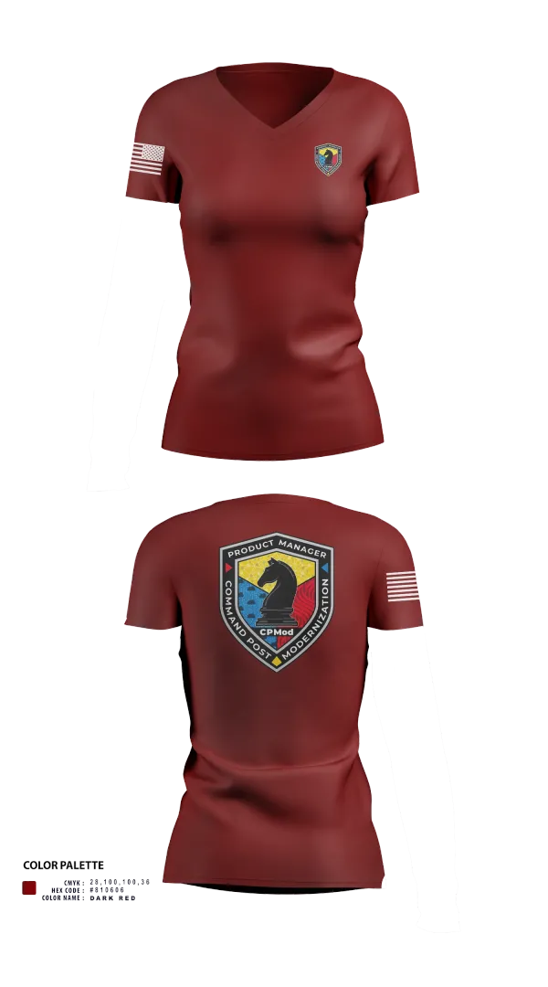 Womens Short Sleeve Vneck Shirt, Command Post Modernization, , Teamtime, Team time, sublimation, custom sports apparel, team uniforms, spirit wear, spiritwear, sports uniforms, custom shirts, team store, custom team store, fundraiser sports, apparel fundraiser