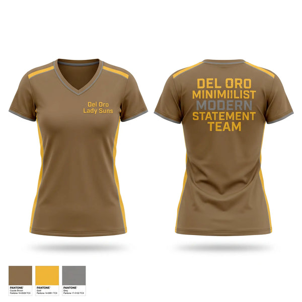 Womens Short Sleeve Vneck Shirt, Del Oro Lady Suns, Softball, Teamtime, Team time, sublimation, custom sports apparel, team uniforms, spirit wear, spiritwear, sports uniforms, custom shirts, team store, custom team store, fundraiser sports, apparel fundraiser