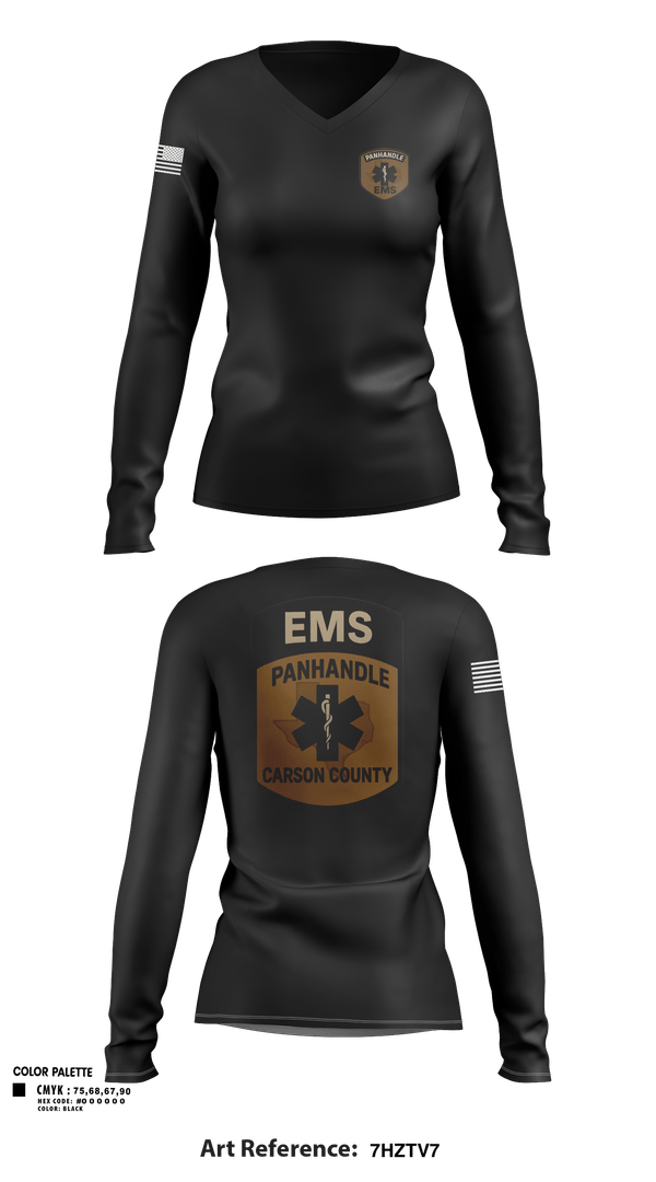 Womens Long Sleeve Vneck Shirt, Panhandle EMSPanhandle EMS, Fire Department, Teamtime, Team time, sublimation, custom sports apparel, team uniforms, spirit wear, spiritwear, sports uniforms, custom shirts, team store, custom team store, fundraiser sports, apparel fundraiser