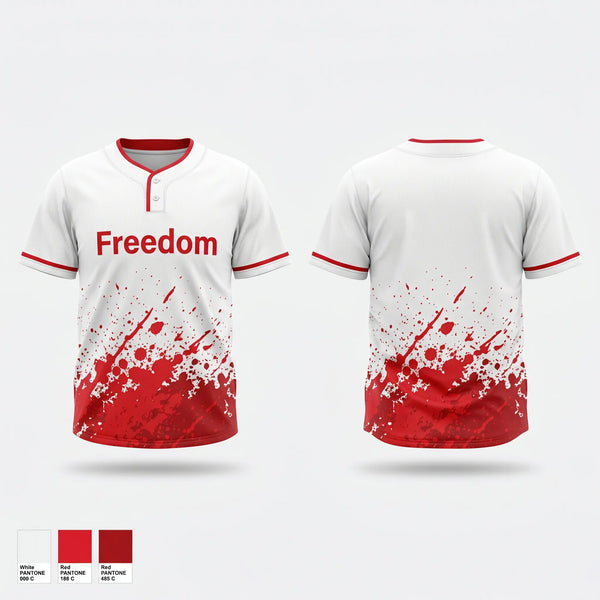 Two Button Softball Jersey, Freedom, Softball, Teamtime, Team time, sublimation, custom sports apparel, team uniforms, spirit wear, spiritwear, sports uniforms, custom shirts, team store, custom team store, fundraiser sports, apparel fundraiser