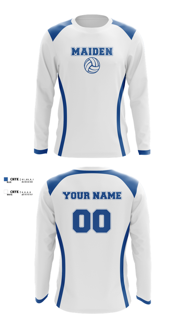 Long Sleeve Performance Shirt, Maiden High School Volleyball, Women's Volleyball, Teamtime, Team time, sublimation, custom sports apparel, team uniforms, spirit wear, spiritwear, sports uniforms, custom shirts, team store, custom team store, fundraiser sports, apparel fundraiser