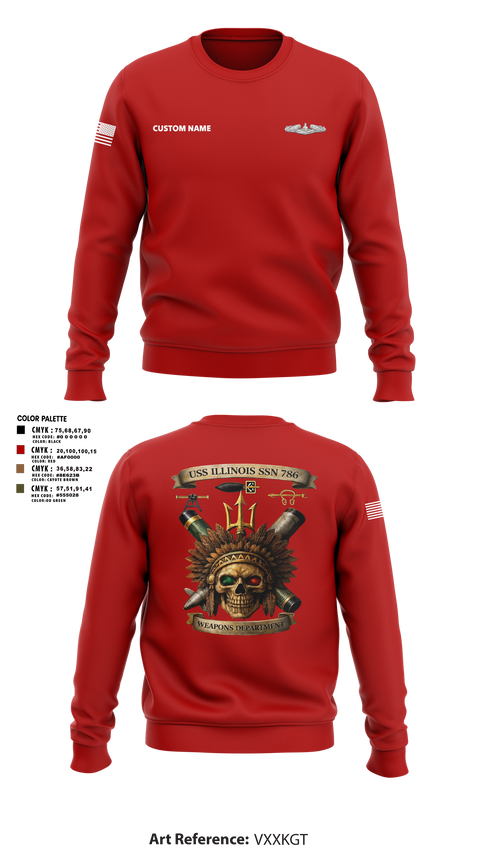 Crew Neck Sweatshirt, USS Illinois (SSN 786), , Teamtime, Team time, sublimation, custom sports apparel, team uniforms, spirit wear, spiritwear, sports uniforms, custom shirts, team store, custom team store, fundraiser sports, apparel fundraiser