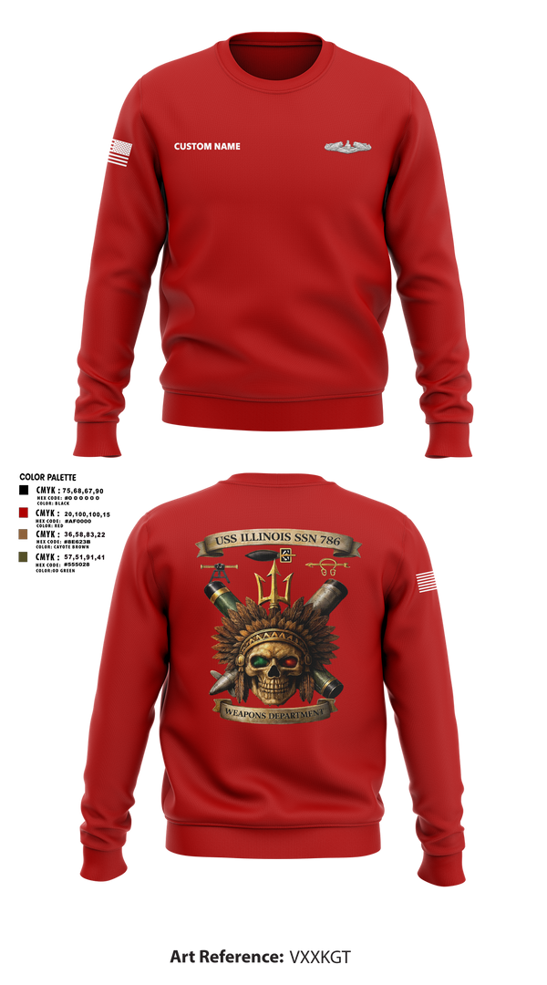 Crew Neck Sweatshirt, USS Illinois (SSN 786), , Teamtime, Team time, sublimation, custom sports apparel, team uniforms, spirit wear, spiritwear, sports uniforms, custom shirts, team store, custom team store, fundraiser sports, apparel fundraiser
