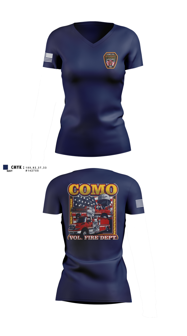 Womens Short Sleeve Vneck Shirt, Como Volunteer Fire Department, Fire Department, Teamtime, Team time, sublimation, custom sports apparel, team uniforms, spirit wear, spiritwear, sports uniforms, custom shirts, team store, custom team store, fundraiser sports, apparel fundraiser