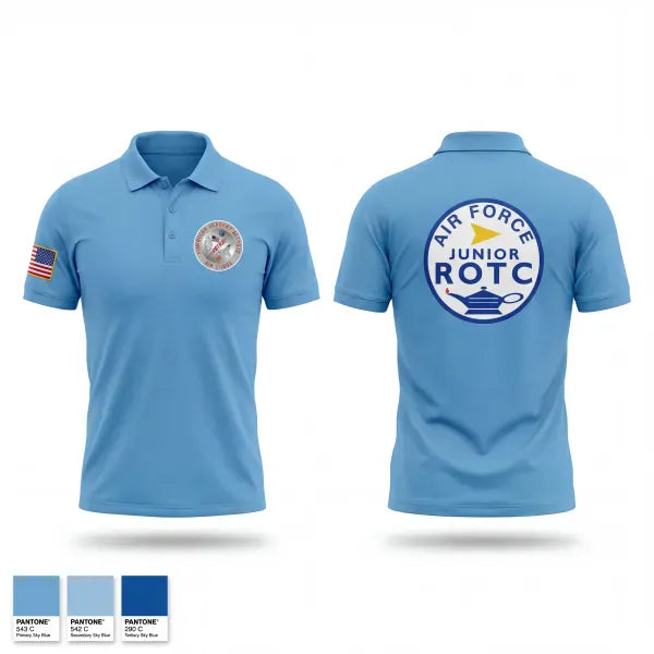 Short Sleeve Performance Polo, Pinkerton Academy AFJROTC, Air Force, Teamtime, Team time, sublimation, custom sports apparel, team uniforms, spirit wear, spiritwear, sports uniforms, custom shirts, team store, custom team store, fundraiser sports, apparel fundraiser