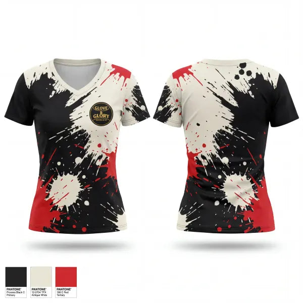 Womens Short Sleeve Vneck Shirt, Glove & Glory, Bowling, Teamtime, Team time, sublimation, custom sports apparel, team uniforms, spirit wear, spiritwear, sports uniforms, custom shirts, team store, custom team store, fundraiser sports, apparel fundraiser
