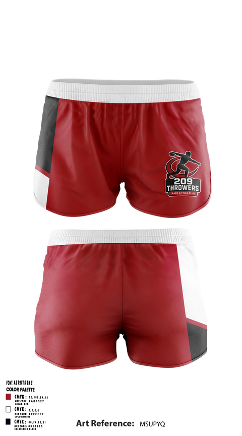 Track Shorts, 209Throwers, Track & Field, Teamtime, Team time, sublimation, custom sports apparel, team uniforms, spirit wear, spiritwear, sports uniforms, custom shirts, team store, custom team store, fundraiser sports, apparel fundraiser